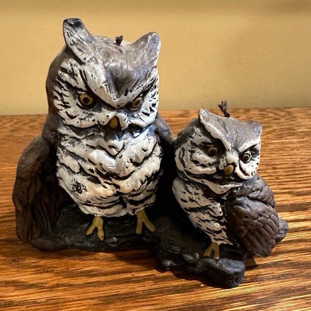 Vintage Mama and Baby Owl Figurine